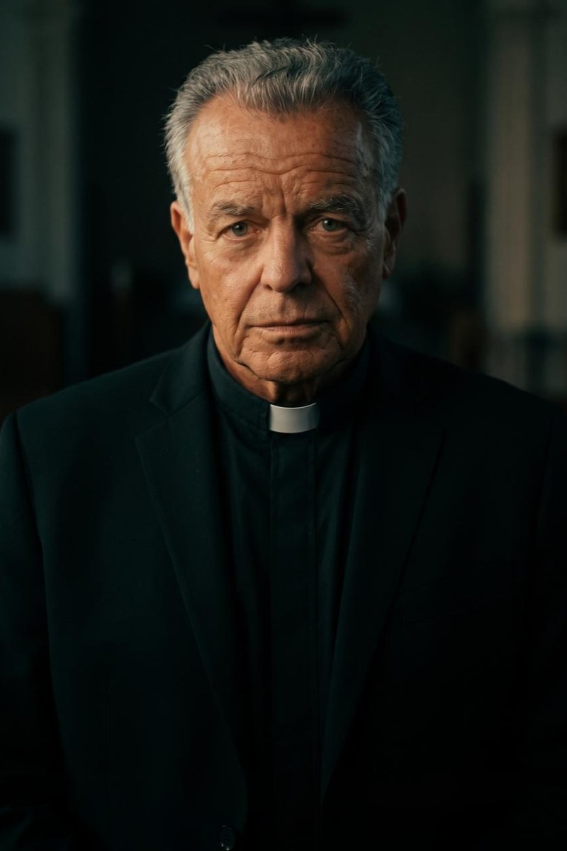 Ray Wise as the Pastor, grey-haired in his clerical collar
